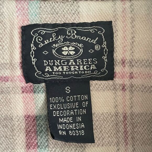 Lucky BRAND Western Cotton Flannel Plaid Button Front Long Sleeve Shirt Blouse S - Picture 6 of 7